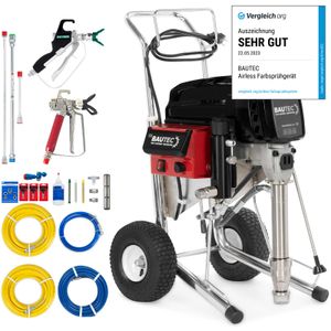 BAUTEC Airless Farbsprühgerät mit Kolbenpumpe » 4.000 Watt » bis 6,3 l/min » PROFI » auch für Spritzspachtel geeignet