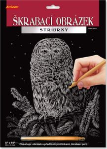 ARTLOVER Škrabací obrázek stříbrný Sova 20x25cm