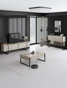 Skye Decor, Luxe Set - Travertine, Black, Wohnzimmer, Wohnzimmermöbel-Set, Travertin, 180 x 47 x 30 cm Skye Decor, Luxe Set - Travertine, Black, Wohnzimmer, Wohnzimmermöbel-Set, Travertin, 180 x 47 x 30 cm