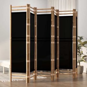vidaXL 6-tlg. Paravent Faltbar 240 cm Bambus und Canvas