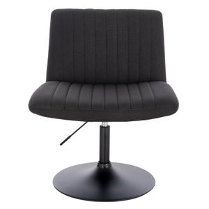SVITA EMILY Loungesessel Relaxsessel höhenverstellbar mit Rückenlehne Leinen-Optik Schwarz