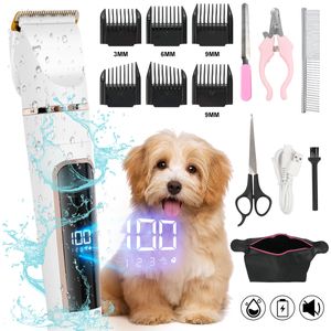 7Magic Hundeschermaschine, Elektrische Hundetrimmer Schnurlosen, Leise Hundeschermaschine Dichtes Fell, LED-Display, Wasserdicht, für Hunde und Katzen, Weiß