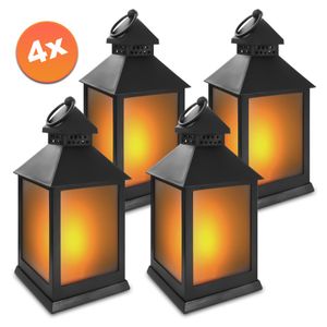 Eaxus 4er Set LED Laterne für Draußen - Windlicht mit Flammeneffekt Kerze - Wohnzimmer & Garten Deko