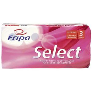 Fripa Toilettenpapier Select 3-lagig hochweiß Tissue 8 Rollen à 250 Blatt