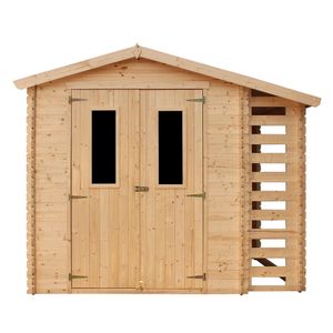 Záhradný domček s dreveným regálom na drevo 4,47 m2 - Záhradný domček na drevo - Š206xL272xV218 cm - Prístrešok na náradie - TIMBELA M386C