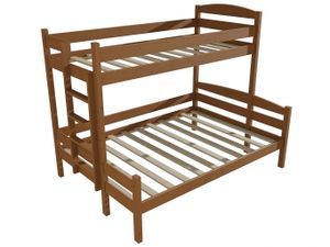 Patrová postel s rozšířeným spodním lůžkem PPS 001 (Rozměr: 90/140 x 200 cm, Umístění žebříku: vlevo, Barva dřeva: moření dub)