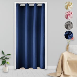 Türvorhang Baumwolle Solid Ösen Vorhang Blickdicht Gardine Raumteiler-Vorhänge, Blau, 132x203cm