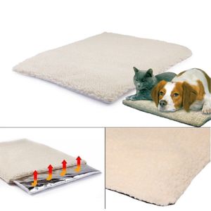 Selbstheizende Decke für Katzen Hunde Wärmematte Haustier Katzendecke Hundebett, 49x64cm Weiß