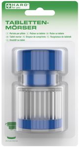 HARO Tabletten-Mörser rund aus Kunststoff blau / transparent