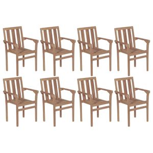 HOMMIE© Outdoor-Stuhl ,Stapelbare 8er Set Gartenstühle Massivholz Teak Relaxsessel Armlehnstuhl & schlichten Design