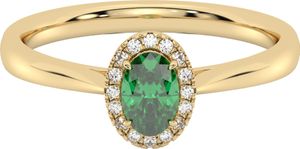 Diam Addict Ring 585 Gelbgold mit im Labor gezüchteten Diamanten und Smaragd