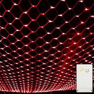 6X4m 880 LED Lichterkette Lichternetz Rot Lichtervorhang 8 Lichtmodi Innen Party Deko Weihnachtsbeleuchtung