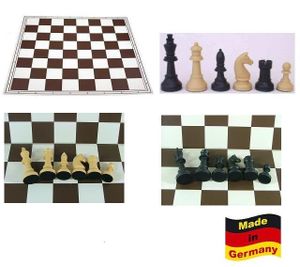 Schachset "Profi" mit Schachbrett und Schachfiguren KH 93 mm, beige-schwarz, Staunton Form, mit Filzsockel