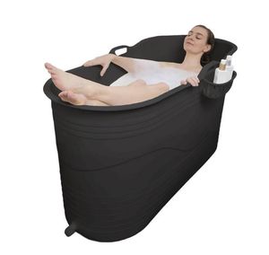 HelloBath® Mobile Badewanne für Erwachsene XL, Ideal für das kleines Badezimmer, 125 * 52 * 63cm, Stylisch und Stimmungsvoll (Schwarz)