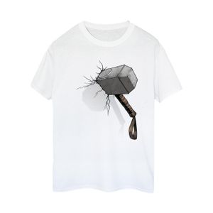 Marvel Universe - "Thor Hammer Crack" T-Shirt für Damen BI50889 (XXL) (Weiß)