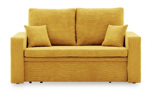 Sofa AIKIDO 150x85 - mit schlaffunktion - Farben zur Auswahl - modernen Sofa - mit Bettkasten - Moderner Cordstoff - Stoff POSO 043 Honigfarbe