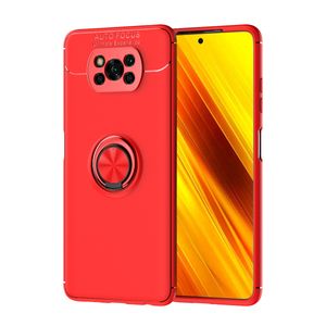 Xiaomi Poco X3 NFC Hülle, LaimTop 360 Grad drehbarer Ring Halter Ständer [Kompatibel mit Magnetic Car Mount] Stoßfest Armor Case Schutzhülle für Xiaomi Poco X3 NFC Rot