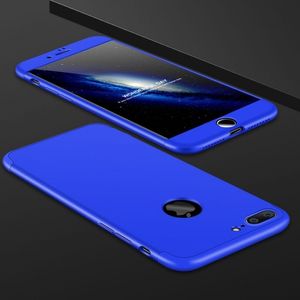 Hülle für iPhone 8 PLUS 360 Grad Schutz mit Displayglas Schutzglas Bumper Cover iPhone 8 PLUS Farbe: Blau