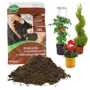 Blumenerde Qualitat-Universalerde 20L, 4-in-1-Substrat mit Mikroorganismen für Blumen, Gemüse, Setzlinge, Kultursubstrat, für Zimmerpflanzen, Gemüse und Rasen