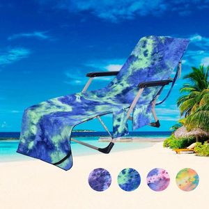 Plážové lehátko ručník Lounge Chair Cover, přenosný kryt na plážový ručník z mikrovlákna, s 2 bočními kapsami, pro dovolenou, opalování（Green）