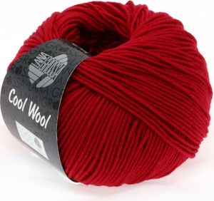 Lana Grossa COOL WOOL 50 g pflegeleichtes Strickgarn aus extrafeiner Wolle 95 Farben, Farbe:437 - Karminrot