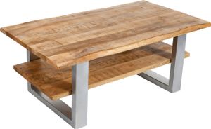 Couchtisch Baumkante 115 x 65 cm Mango + rough silber PATRICK