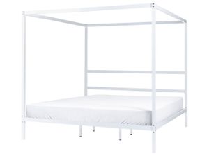BELIANI Himmelbett Weiß Metall 180 x 200 cm 4 Pfosten Elegant Modern Stilvoll Minimalistisch Designer Bett für Schlafzimmer