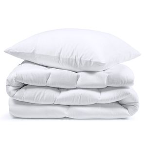 Bettdecke Ganzjahresdecke 135 x 200 cm - Steppdecken Schlafdecke leicht für Allergiker Steppbettdecke hypoallergen Weiß Set: Weiße Bettdecke mit Stück Kissen