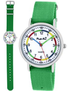 Pacific Time Kinder Armbanduhr Lernuhr mit Wechselarmband grün 86523