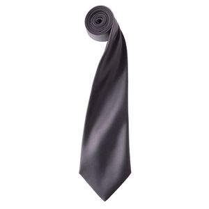 Pánská saténová kravata Premier, hladká RW1152 (jedna velikost) (tmavě šedá)