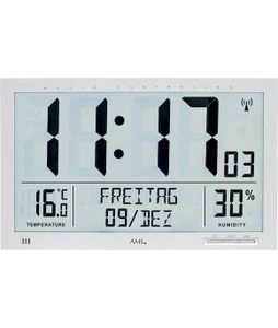 AMS 5888 Wanduhr Tischuhr Funk Funkwanduhr digital Datum Thermometer Wecker