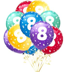 Oblique Unique Luftballon Set Zahl 8 für 8. Geburtstag Kindergeburtstag Party 10 Deko Ballons Geburtstagsdeko bunt