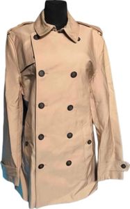 TRENCHCOAT Płaszcz damski zapinany na guziki z paskiem Stylowy Beżowy L