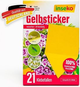 21 x inseko Gelbsticker I Gelbtafeln gegen Trauermücken I Gelbfalle 100% giftfrei - 1 Packung (442277)