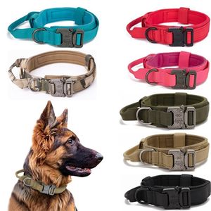 Taktisches Hundehalsband-Militärisches Hundehalsband verstellbares Nylon breit Trainings Halsband(Rot, M)