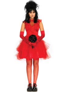 Gothic-Braut Damenkostüm Halloween rot-schwarz