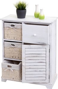 Kommode HWC-H21, Schrank Schubladenkommode, Massiv-Holz Korb-Schublade 80x60x30cm shabby weiß Kommode HWC-H21, Schrank Schubladenkommode, Massiv-Holz Korb-Schublade 80x60x30cm shabby weiß