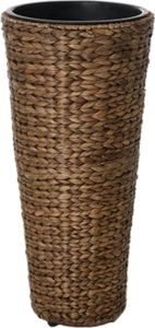 VIVANNO Pflanzkübel Wasserhyazinthe CLASSIC ROUND Rund, Braun geflochten - 28x60 cm