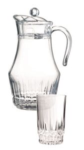 7 tlg. Gläser Krug Set Wasserkrug Karaffe Wasserglas Trinkgläser Saftkrug Glas