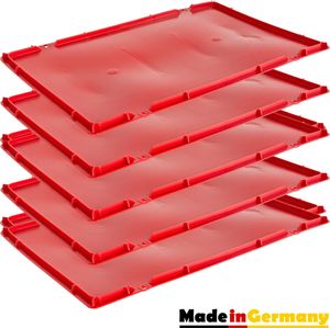 5x Deckel Eurobox 40 x 60 cm Deckel Fleischerkiste 40 x 60 cm Deckel Fleischkiste Deckel Metzgerkiste Deckel Stapelkiste Eurokasten 40 x 60 cm Rot Kingpower