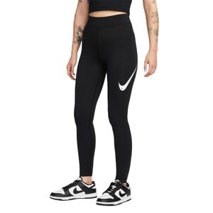 NIKE Damen Sporthose Laufhose Sportswear Swoosh Leggings mit hohem Bund, Farbe:Schwarz, Größe:M, Artikel:-010 black