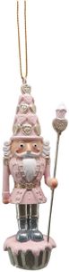 Clayre & Eef Weihnachtsanhänger Nussknacker 11 cm Rosa Kunststoff