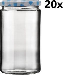 Zavařovací sklenice 720 ml ELEGANT čirá 20 ks VČETNĚ KÁRO MODRÝCH VÍČEK, Počet kusů v balení: 20