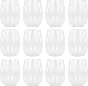 Argon Ta Wiederverwendbare Weingläser aus Kunststoff ohne Stiel, 480 ml, 12 Stück