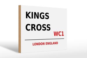 Holzschild London 30x20cm England Kings Cross WC1