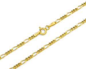Figarokette 925 Sterling Silber vergoldet 2,3mm breit Länge wählbar 45 50 55 60 cm Silberkette Halskette Kette Gold Damen Herren (55)