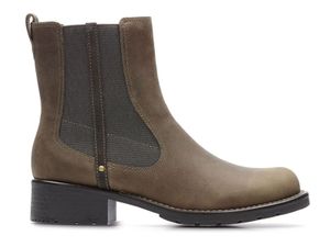 CLARKS damskie buty wsuwane Orinoco Club z oliwkowej skóry nubukowej 35,5