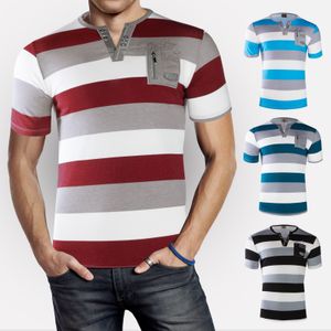 Herren Polo T-Shirt Gestreift, Farbe:Türkis, Größe:XL