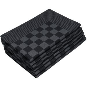 6er Set Geschirrtücher, 65x65 cm, 100% Baumwolle, schwarz kariert