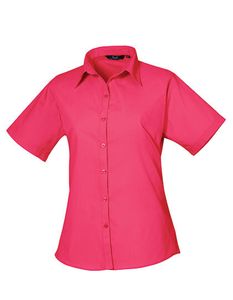 Premier Workwear Damen Popeline Bluse kurzarm PR302 hot pink 38 (S/10)